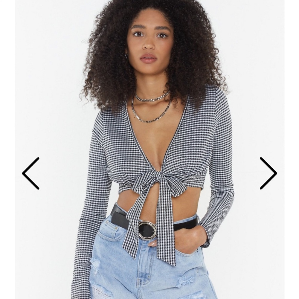 Pink Crop Tie Shirt